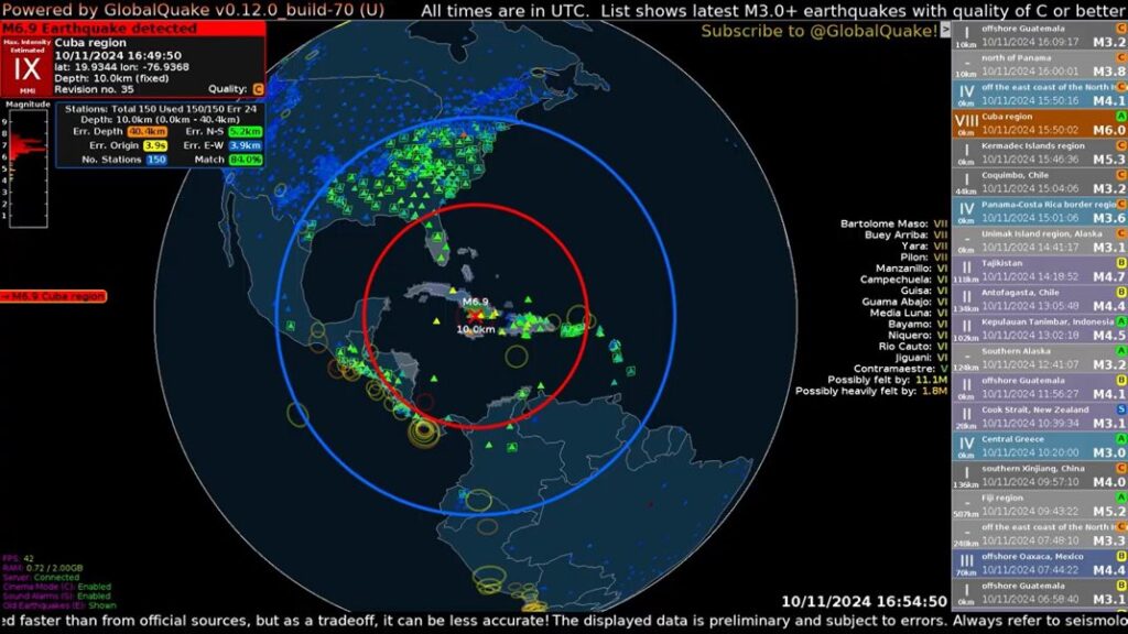 El Sismo que se registró este domingo en la provincia de Granma